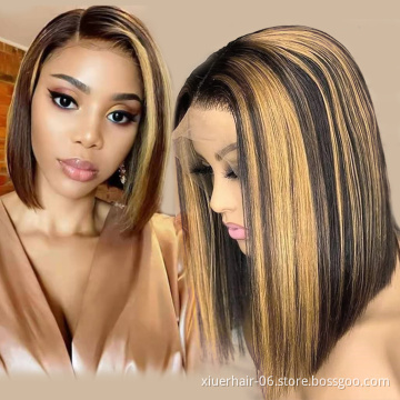 Wholesale 40 Inch Bodywave Lace Front Brazilian Virgin Hair Wigs With Closure,P4/30 Bob Double Drawn Human Hair Full Wigs